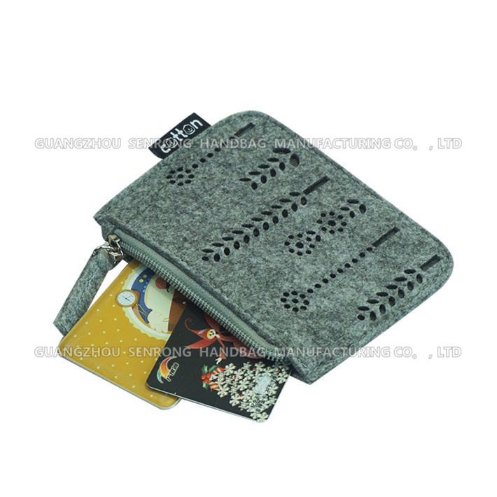 拉鏈密封零錢毛氈小包袋定做